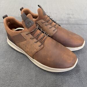 Skechers Delson Axton Shoes Sneakers Mens Size 13 Brown Leather Low Top 65870